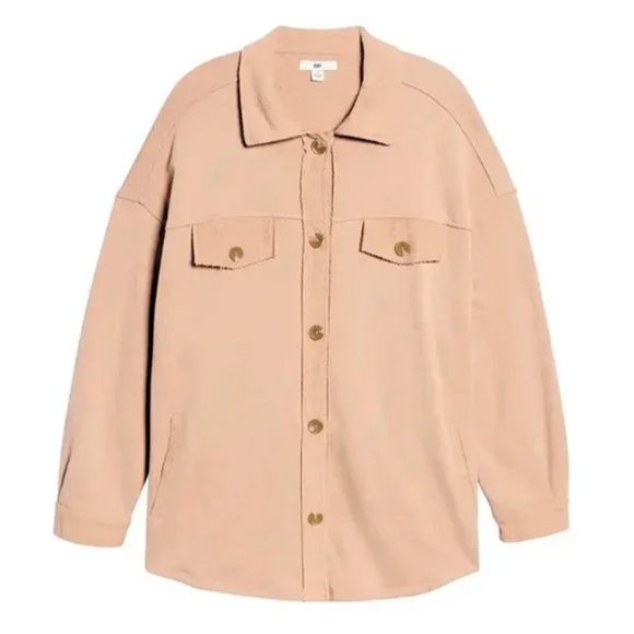 Nordstrom BP Oversize Cotton Blend SOFT Shirt Jacket Shacket M Tan Nougat Beige - Picture 4 of 16